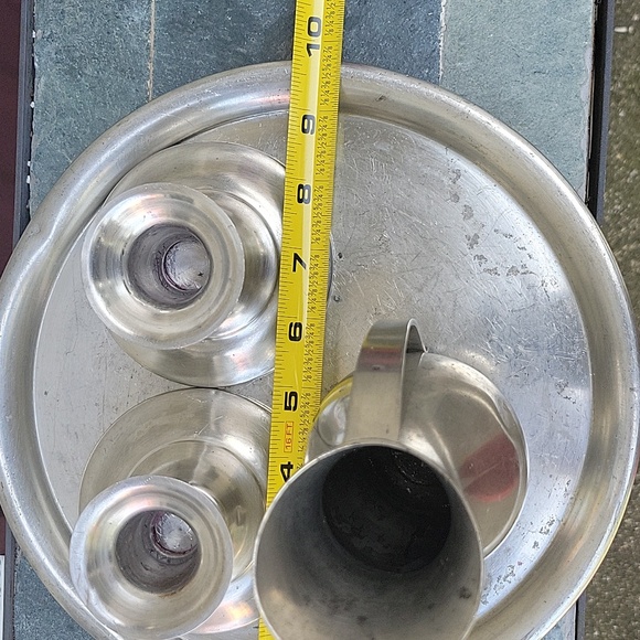 Pewter Tray, Pitcher And Candle Holders. Genuine Pewter From Holland - Picture 13 of 16